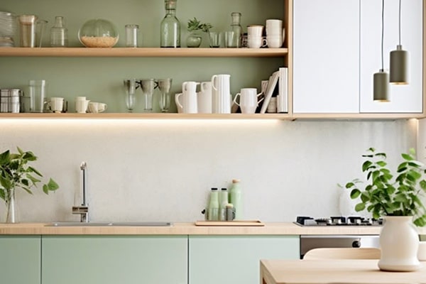 کابینت سبز پاستیلی و سفید