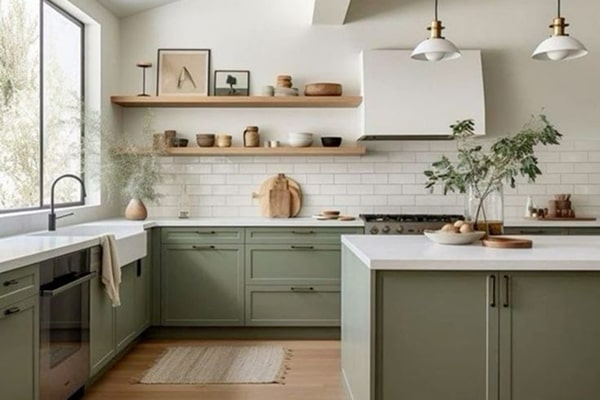 کابینت سبز پاستیلی و طوسی