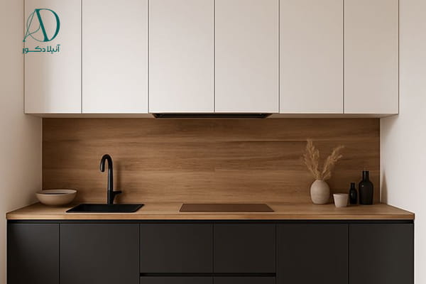 کابینت PVC کرم و مشکی مات